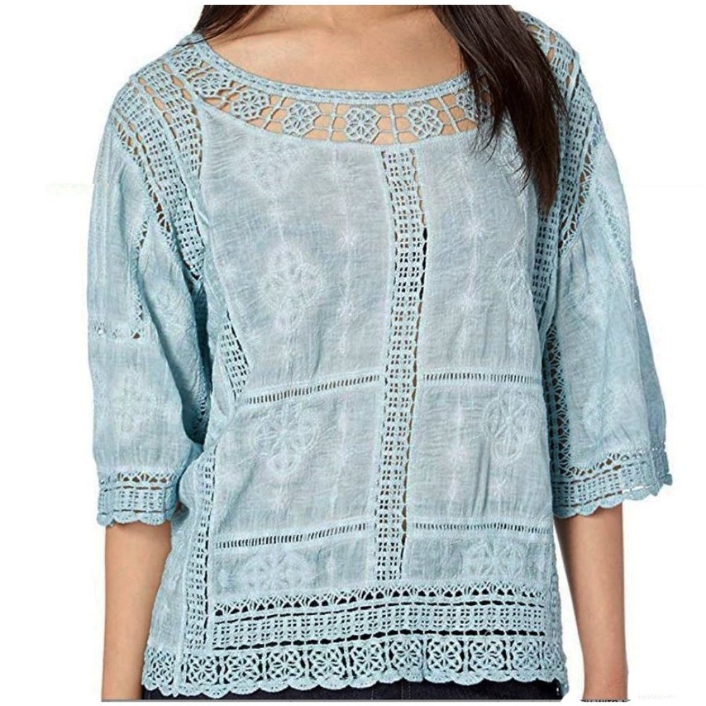 Democracy Kimono Sleeve Spliced Crochet Top